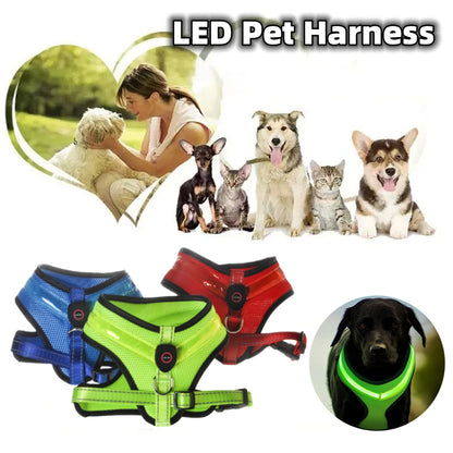 LED Luminous Dog Harness Led USB Charging Dog Chest