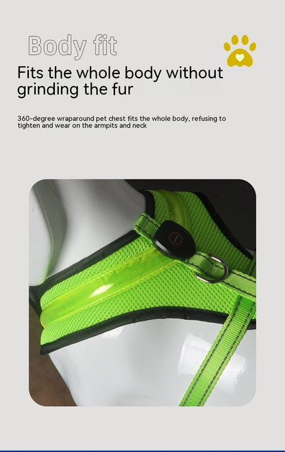LED Luminous Dog Harness Led USB Charging Dog Chest